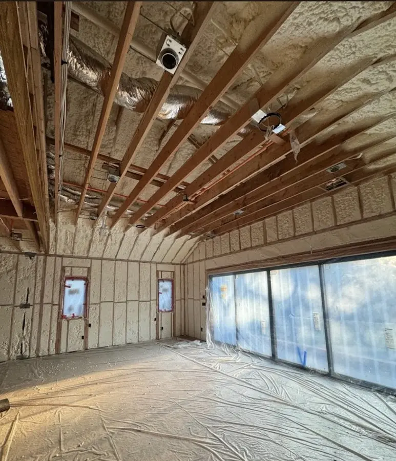 Interior walls and ceiling insulated with spray foam during new construction in Hardeeville